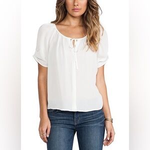 Joie Matte Silk Berkeley Blouse in White